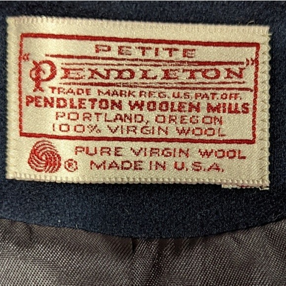 Vintage Pendleton 100% Virgin Wool Blazer Women's Size 14 Petite Navy - Picture 2 of 10